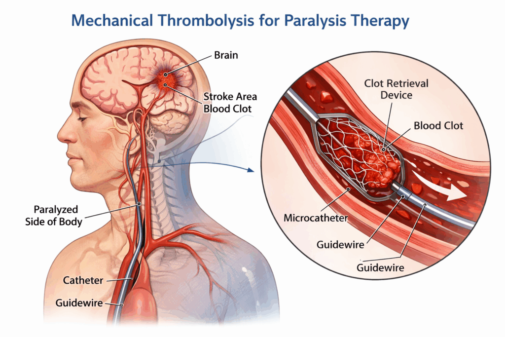 Mechanical Thrombolysis for Paralysis Therapy